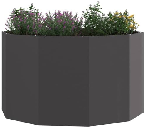 vidaXL Jardinera Negro 90 x 90 x 50 cm Acero, Jardín y Terraza, Macetas de Acero Modernas, Contenedores Resistentes, Decoración para Plantas