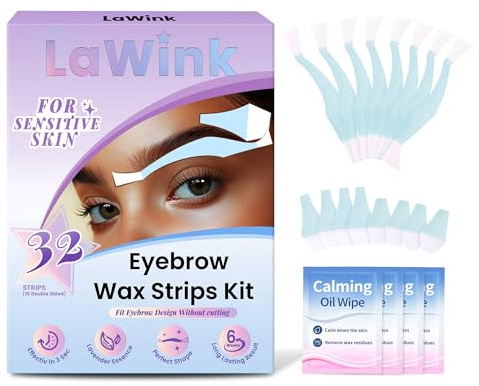 LAWINK Bandes de Cire pour sourcils bandes de cire pour le visage 32 pièces bande cire sourcils Pour tous les types de peau Épilation à domicile pour femmes