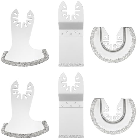 6Pcs Diamond Oscillating Multi Tool Blades, Grout Removal Blade and Multi Tool Tile Cutting Blade for Tile Grout, Mortar, Plaster, Brick, Oscillating Tool Compatible with DeWalt Makita Bosch Dremel