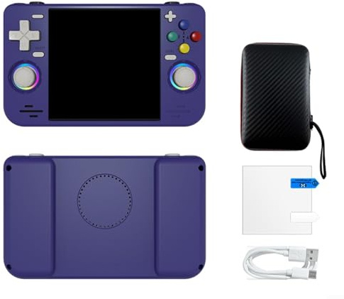 Console di gioco portatile retrò con oltre 18000 giochi, schermo IPS da 4 pollici 720p, 4000 mAh, WiFi per supporto OTG, sistema open source portatile per giochi da viaggio (viola)