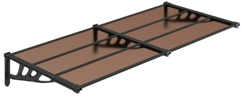 LKJephalotrop e Marquesina para puerta de casa, color negro, 152,5 x 90 cm, de placas huecas de policarbonato, con soporte de ABS para entrada, puerta y ventana