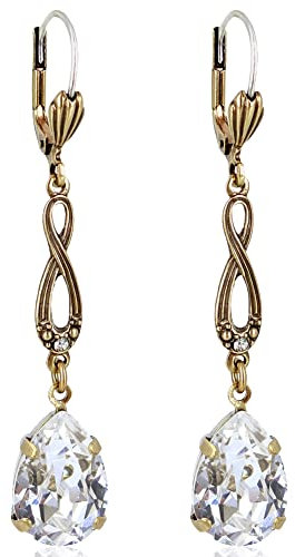 Jugendstil Ohrringe Gold Markenkristallen Damen Ohrhänger NOBEL SCHMUCK