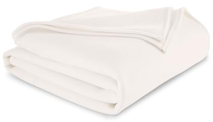 Vellux Queen Size Blanket - All Season Luxury Warm Micro plush Lightweight Thermal Fleece Blankets - Perfect For Couch Bed Sofa - Breathable Bed Blankets Queen Size - Hotel Quality (90x90 Inch, Ivory)