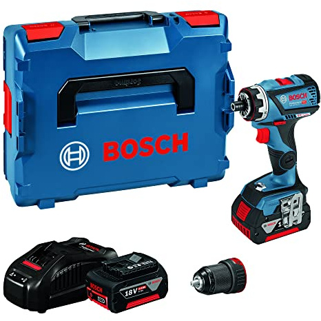 Bosch Professional 06019G7101 Perceuse-Visseuse sans Fil GSR 18 V 60 FC (2 x 5,0 Ah Batterie, 18 V, Vis de ∅ Max. : 10 mm, Couple Max. : 60 Nm, dans Coffret L-Boxx) Bleu