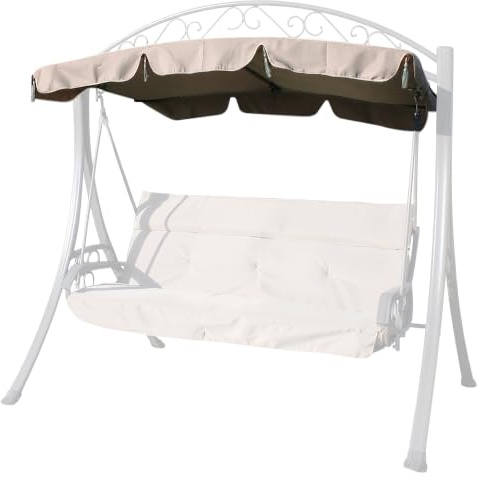 Garden Market Place Swing Seat Canopy Replacement, for Chatsworth 3 Seater Garden Swing, Beige 180gsm Polyester Roof Cover, Canopy Only, No Tassels