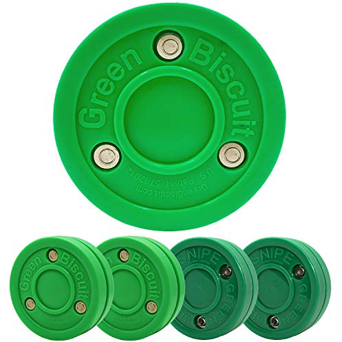 Green Biscuit Combo Passing+Shooting Training Pucks (4 Pucks 2 Pass + 2 Snipe)
