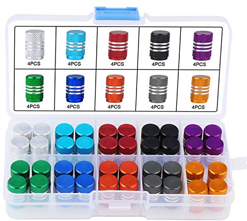 TsunNee Cubierta de vástago de neumático, Cubierta de vástago, Cubierta de válvula de Aire de vástago de válvula de Rueda de neumático, Cubierta Antipolvo de Rueda, 10 Colores, 40 Piezas