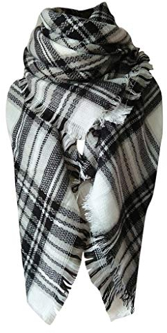 Lazzboy Schal Damen Erhöhen Doppelseitigen Bunten Quadratischen Kariert übergroßer Quadratisch Deckenschal Herbstschal Winterschal Karo Tartan Streifen Plaid Muster(G)