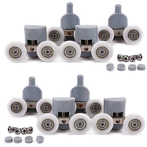Set of 8 Double Twin Top & Bottom Shower Door Rollers Runners Pulleys Wheels Replacement Parts 25mm Diameter