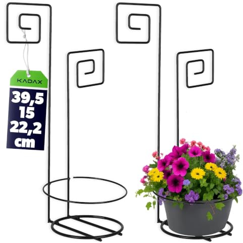 KADAX Blumentopfhalter, Wandkorb, Pflanzenhänger aus Stahl, Blumenhänger, Wandhalterung, Blumenregal für Innen, Pflanzen, Blumenhalter, Topfhalter, Deko, schwarz (Mäander)