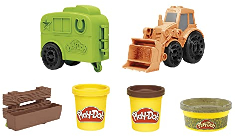 Play-Doh Wheels Traktor und Pferdeanhänger, Spielset für Kinder ab 3 Jahren mit 3 Dosen Play-Doh