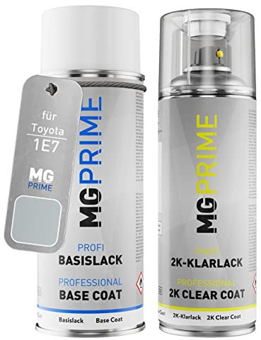 MG PRIME Vernice per auto Kit bombolette spray 2K per Toyota 1E7 Silver Mat Bomboletta a spruzzo vernice di base 2 componenti vernice trasparente