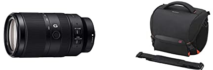Sony E 70-350mm f/4.5-6.3 G OSS | APS-C, Super-Telezoom-Objektiv (SEL70350G) & LCSSC8 LCS-SC8 gepolsterte Tasche für DSLR Kamera mit Zusatzobjektiv, Schwarz
