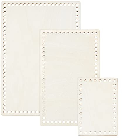 PandaHall 3 Größe Holzkorb Unten Rechteckig Blanko Natürlicher Häkelkorb Ungefärbte Holzbasis Strickzubehör Für DIY Stricken Häkelgarn Aufbewahrungstasche Korbflechten 5.9/9.8/11.8 Zoll