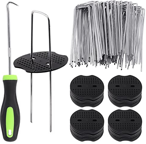 Mardatt 101 Stück 6” Gartenklammern Dichtungssatz mit Präzisionshaken, 11 Gauge verzinkte U-förmige Rasennadeln Klammern zur Befestigung von Landschaftszäunen