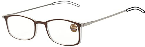 MAQBE Anti-blaues licht Lesebrille Qualität Leser Brille zum Lesen für Männer und Frauen Computer/Handy Blaues Licht blockiert Leser Brillengestell für Lesen Fall Enthalten(Brown,+3.50)