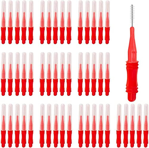 Interdentalbürsten Rot, Fewlew 50 Bürsten Zahnreinigungsbürste Kunststoff, Zahnbürsten Mini Interdentalreinigung, Kleine Interdentalbürste Effektive Reinigung der Interdentalräume