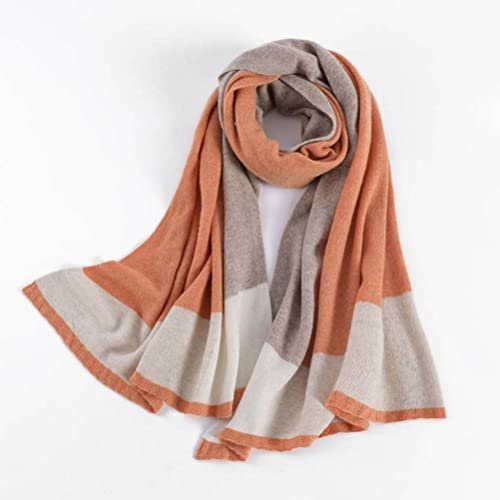 Weiblicher Strickwollschalschal, Farbgitter, Wollschal Weiblicher Schal Weibliche Mode, Orange, 175 cm oder mehr