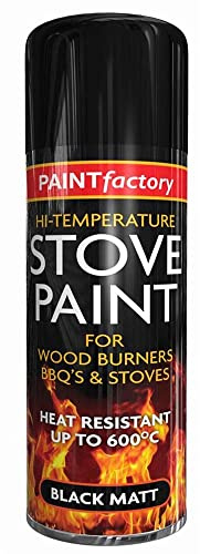 ARUUJ - Black Matt Stove Spray 400ML, For Wood, Burner, BBQs Grill Stoves, Heat Resistant Stove Paint, Engine Exhaust Adhesion Up To 600°C, Non Cracking, Quick Drying, Long Lasting Sprays (2)