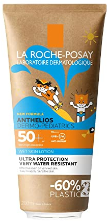 La Roche Posay Anthelios Dermo-Pediatrics Wet Skin Gel, wasserfeste Sonnenschutzcreme für empfindliche Kinderhaut, LSF 50+, Mit Wet-Skin-Technology und Thermalwasser, 200 ml