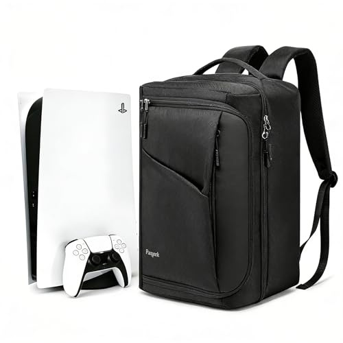 Ezgnuk Sac à dos de jeu pour console PS5, sac de transport de grande capacité avec poche zippée pour PlayStation 5, ordinateur portable, écouteurs, disques de jeu et accessoires