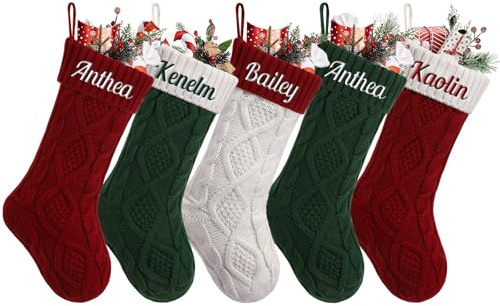 NIBESSER Calcetines Navidad Chimenea Personalizado con Nombre Botas de Navidad para Colgar Calcetines Navideños Papá Noel Christmas Stocking Idea Regalo para Decoración Navideña (Estilo D, 3 Piezas)