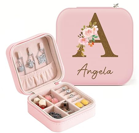 ALBK Personalisiert Schmuckkästchen mädchen Reise kleine -Schmuckkästchen Personalisiert Schmuckaufbewahrung Mädchen, für Ohrringe Halskette Ringe Geburtstagsgeschenke für Frauen Mädchen