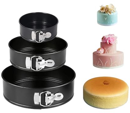 Stampo Tortiera Apribile con Cerniera-tortiere rotonde da (4/7/9in), con fondo rimovibile, rivestimento antiaderente, per cheesecake, torte e quiche
