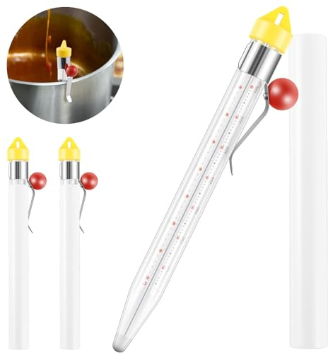 3PCS Candy Thermometer Instant Read Liquid Thermometer with Pot Clip Glass Deep Fry Thermometer 40℃ to 200℃/100℉ to 400℉ Multipurpose Food Thermometer for Candy Syrup Jam Sugar Deep Fry 205x35mm