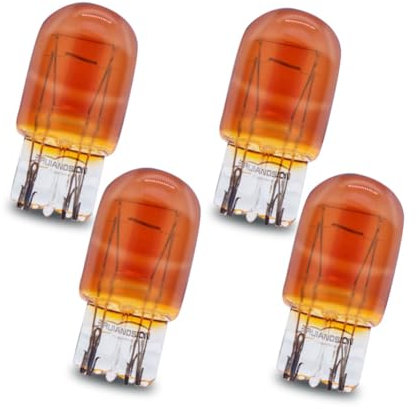 Ruiandsion T20 12V W21/5W Ampoule Halogène pour Feu Arrière de Freinage, Jaune Ambre Verre Transparent Ampoule Halogène pour Lumière de Clignotant, Lampe de Signalisation, 4PCS
