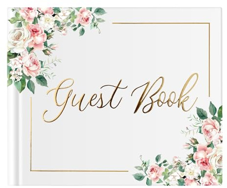 Swanique Wedding Guest Book for Guests to Sign, Elegant Wedding Guestbook Ideas, Sign in Book for Bridal and Baby Shower, Polaroid Guest Book, 100 Thick Lined and Blank Pages for Party, Wedding Books
