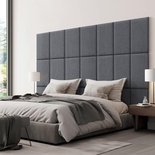 [neu.haus] Wandkissen Carpino 3er Set 60 x 30 cm Wandpolster Textil Dunkelgrau Wandpaneele gepolstert Kopfteil für Bett Polsterpaneel zum Kleben