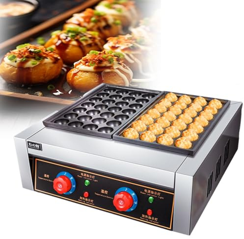 Macchina per Polpette di Pesce Giapponese 4Cm, 56Pcs Takoyaki Maker 2000W 300 ℃ - Grill per Polpette di Polpo con Riscaldamento Rapido e Calore Uniforme