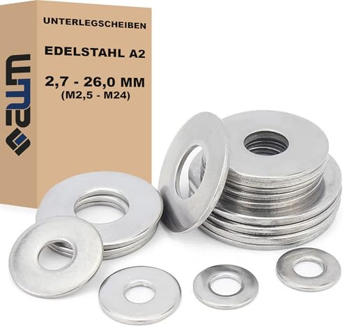 Unterlegscheiben DIN 125 Form-A Edelstahl V2A AISI 304 (rostfrei) Beilagscheiben (25, 25,0 mm = M24)