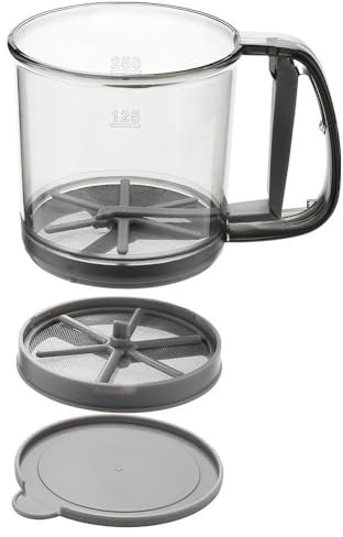 Tamiz de harina para hornear, tamiz de harina pequeño, vaso de tamiz manual, tamiz de harina de doble capa, tamiz de harina de plástico, tamiz de harina de malla fina con escala