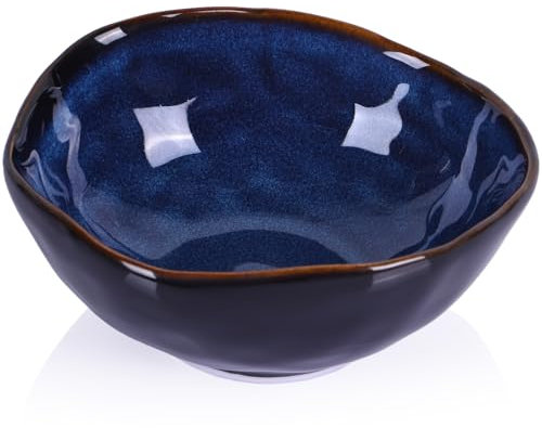 8 Blue Ceramic Decorative Bowl, Ceramic Fruit Bowl, Key Bowl for Entryway Table, Candy Dishes, Fruit Bowl for Kitchen Counter, Blue Small Jewelry Trinket Dish for Bedroom, Bedside Table, Living Room