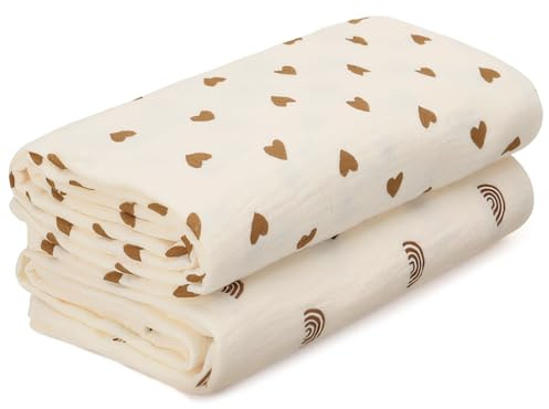 GSrenyu 2 Pcs Large Muslin Blanket 100x100cm Large Cotton Muslin Cloths For Baby Swaddle Blanket Wraps Baby Essentials Shower Gifts For New Moms