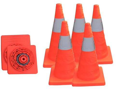 leitkegel pylone warnleuchte baustellen traffic co Faltbare Verkehrsleitkegel 30 45 70 cm, 2 4 6 8 10er Pack Reflektierende Sicherheitskegel/ Verkehrsleitkegel für Fußgängerüberwege, Vorsichtskegel(10
