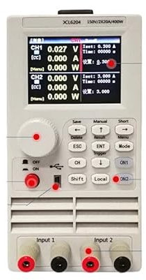 Comprobador de Baterias, Probador de carga electrónico de CC de doble canal 6204 Medidor de carga de batería de potencia de accionamiento LED 400W,battery tester(6204)