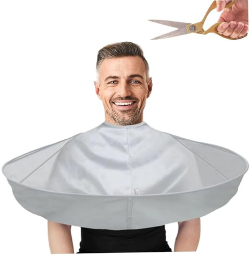 CNAFGBGG 1 st barberarkappa, vattentät polyester paraplyformad hårklippningskappa med ögla och krok tejp hals kort frisyr cape hem och salong användning