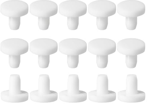sourcing map 15Pcs Silicone Hole Plug, Waterproof Solid T-Shaped Rubber Stoppers Bottle Seal Tube Pipe Plug End Cap for 5mm/0.2 Hole for Bathtub Bottle, 0.31 Plug Height, White
