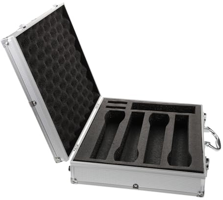 BESPORTBLE Kabellose Mikrofon Tragetasche für 4 Handmikrofone Stoßfeste Alu Hartbox mit Griff Staubschutz und Organizer für Mikrofonzubehör Tragbarer Mikrofonkoffer für Karaoke