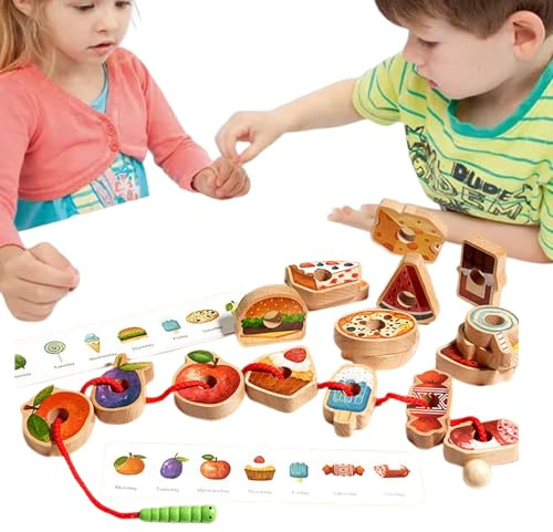 Generisch Kleinkind Steckspiele | Fädelspielzeug - Pädagogisches Holz Fädelspiel Mit Sortieraktivitäten Zur Entwicklungs Und Lernförderung Für Kinder Ab 3 Jahren Und Kleinkinder Im Vorschulalter