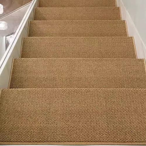 Tappeto antiscivolo per scale, autoadesivo, in finta sisal, per gradini in legno, riutilizzabili, lavabili, protezioni per bordi per cantine interne.