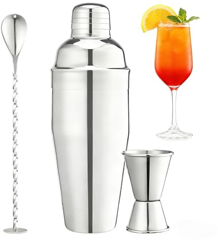 Lumanothy Cocktail Shakers Set, 3 Pieces Cocktail Making Kit, 750ml Stainless Steel Bar Tool Set for Home, bar, Party