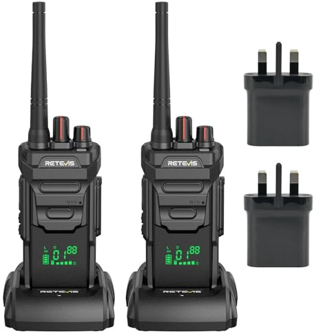 Retevis RT648H PMR446 IP67 Walkie Talkies for Adults with Display (2 Pack) | for Logistics, Warehouses, Fast Charge, VOX, Easy Pairing, Emergency Alarm, Long Range, Rugged, with 1500mAh Battery
