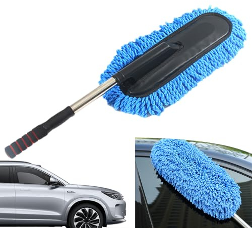 Yidueace Plumero para Coche Exterior Sin Arañazos, Cepillo De Lavado De Autos con Manija Extensible, Cepillos De Detalles De Microfibra para Camiones, SUV, Vehículos Y Limpieza del Hogar