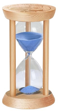SuLiao Sanduhr Glas Timer, Sanduhr 1 Minuten Holz, Blau Sanduhr Klein for Kinder, Sanduhr-Timer, Tischdekoration, geeignet zum Kochen,Zähneputzen, Lernen,Spiel Timing,Kreative Geschenke
