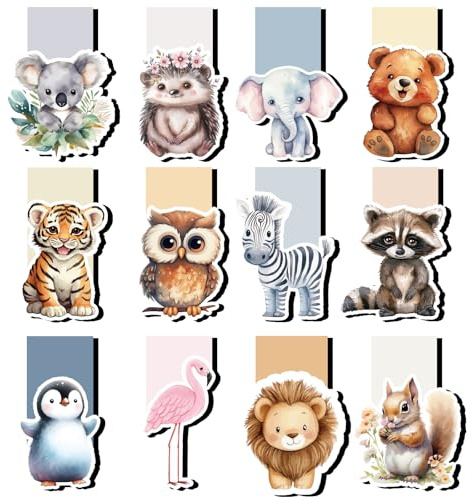 24 Lesezeichen Kinder, Tiere Lesezeichen Magnetisch, Schultüte Füllung | Magnetlesezeichen Kindergeburtstag Gastgeschenke 5 6 7 8 9 10 Jahre, Schultüte Füllung für Buchliebhaber