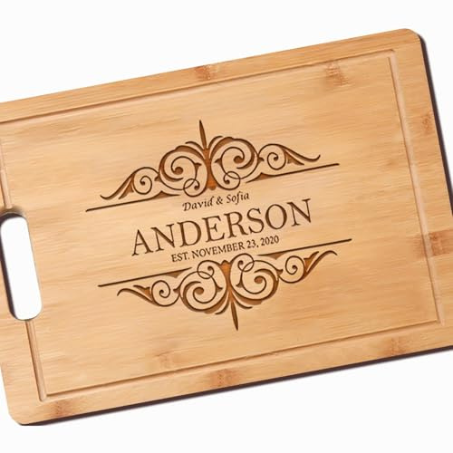 Planche à découper gravée sur mesure – Planche en bambou personnalisée pour maman, papa, couples, amis, anniversaire, anniversaire